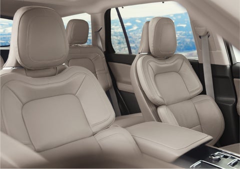 The interior of a 2023 Lincoln Aviator® SUV in the Sandstone interior color | Star Lincoln in Southfield MI