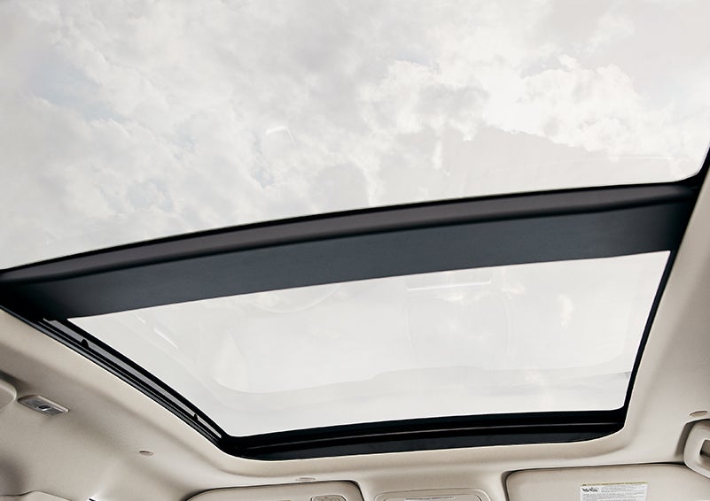 The available panoramic Vista Roof® is shown from inside a 2023 Lincoln Corsair® SUV. | Star Lincoln in Southfield MI