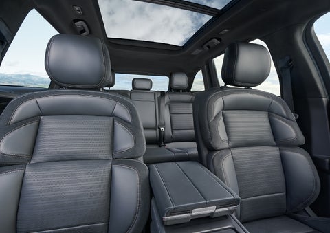 The spacious second row and available panoramic Vista Roof® is shown. | Star Lincoln in Southfield MI