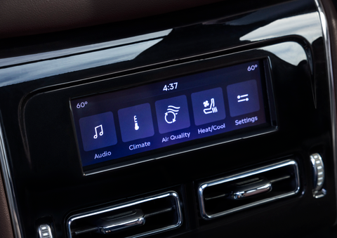 Driver controls like music, temperature, air quality, settings, and heat/cool seats are shown. | Star Lincoln in Southfield MI