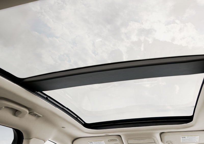The available panoramic Vista Roof® is shown from inside a 2024 Lincoln Corsair® SUV. | Star Lincoln in Southfield MI