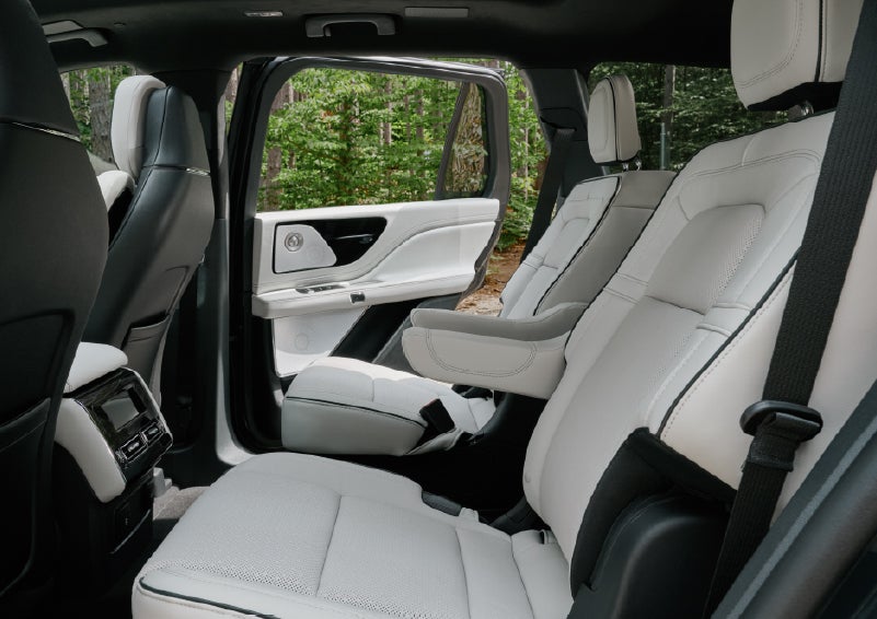 A side view of the second row with captain’s chairs in a 2027 Lincoln Aviator® Black Label™ SUV. | Star Lincoln in Southfield MI